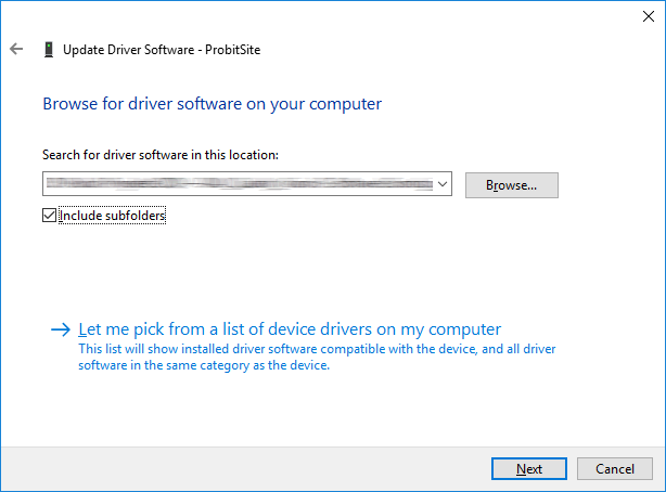 ProbitSite drivers - How to install Step 3