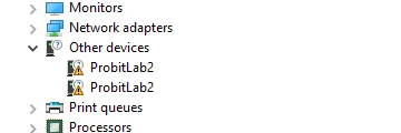 Open the device manager to "ProbitLab2"
