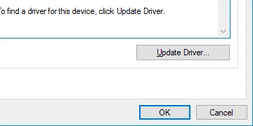 Open the properties "Update Driver…"