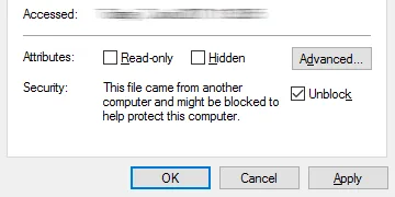Unblock the zip file