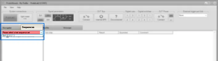 Select the Test Sequence Set